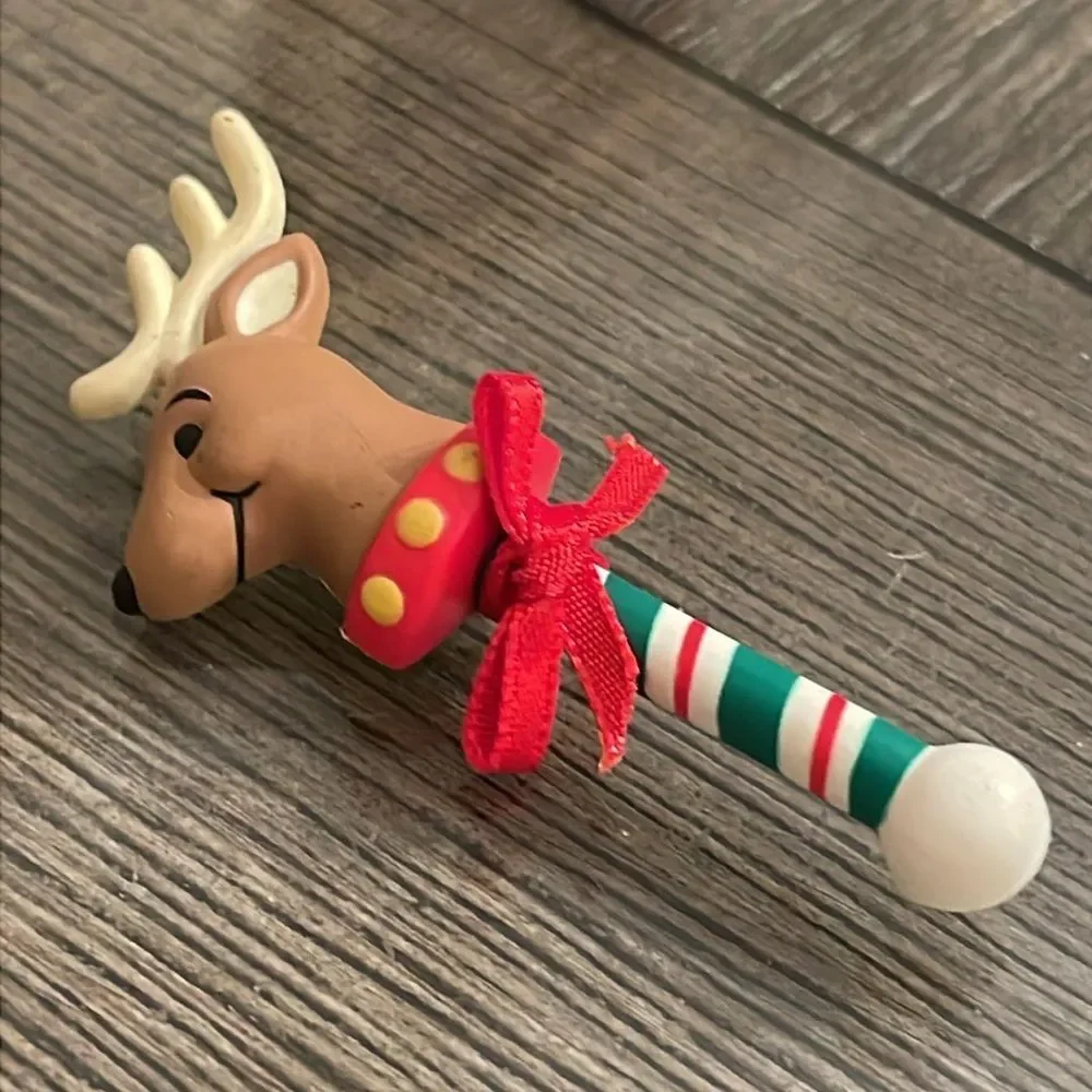Vintage Hallmark Cards Festive Reindeer Candy Cane Brooch Lapel Pin Christmas